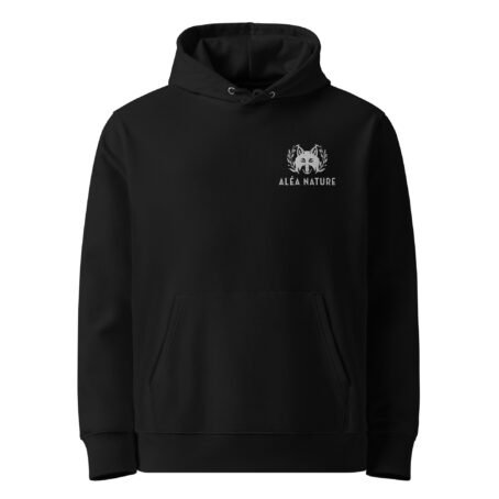 Sweat à capuche foncé broderie blanche écologique – Image 6