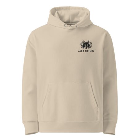 Sweat à capuche clair broderie noir écologique