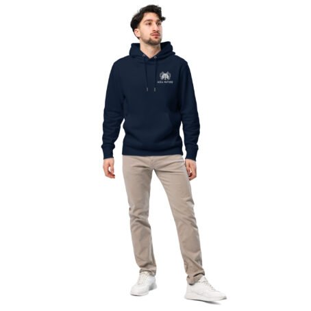 Sweat à capuche foncé broderie blanche écologique – Image 4