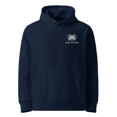 Sweat à capuche foncé broderie blanche écologique – Image 5