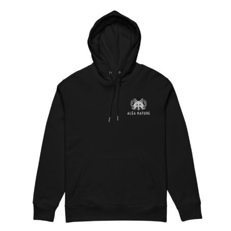 Sweat à capuche foncé broderie blanche écologique – Image 8